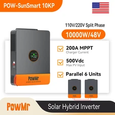 10KW 48V Solar Inverter 120V/240V Split Phase 200A MPPT Controller Parallel 6X 