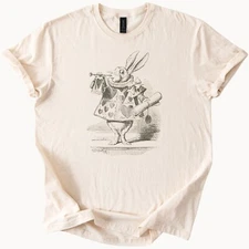 White Rabbit T Shirt Alice in Wonderland Herald Graphic Tee