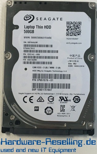 SEAGATE 500GB ST500LT012 1DG142-055 CP651578-01 2,5 ZOLL SATA