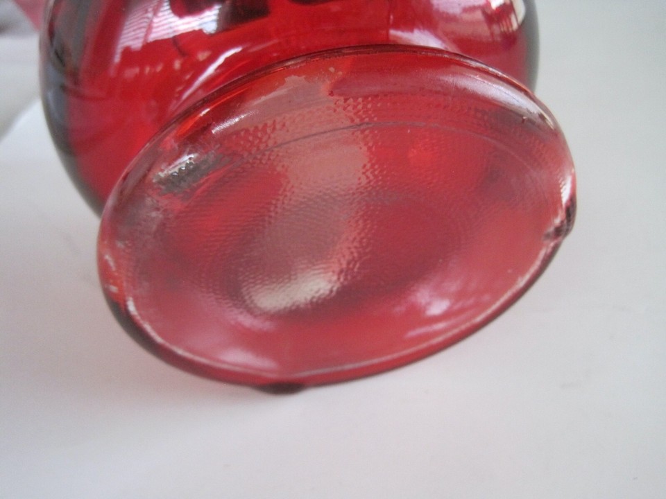 Oil Lamp Antique Red Clear Base W/ Wick No Chimney Eagle Brand