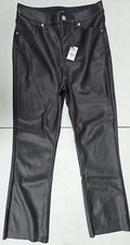 NWT EXPRESS Size 2R Women's Black High Rise Vegan Leather Pants Cropped Flare