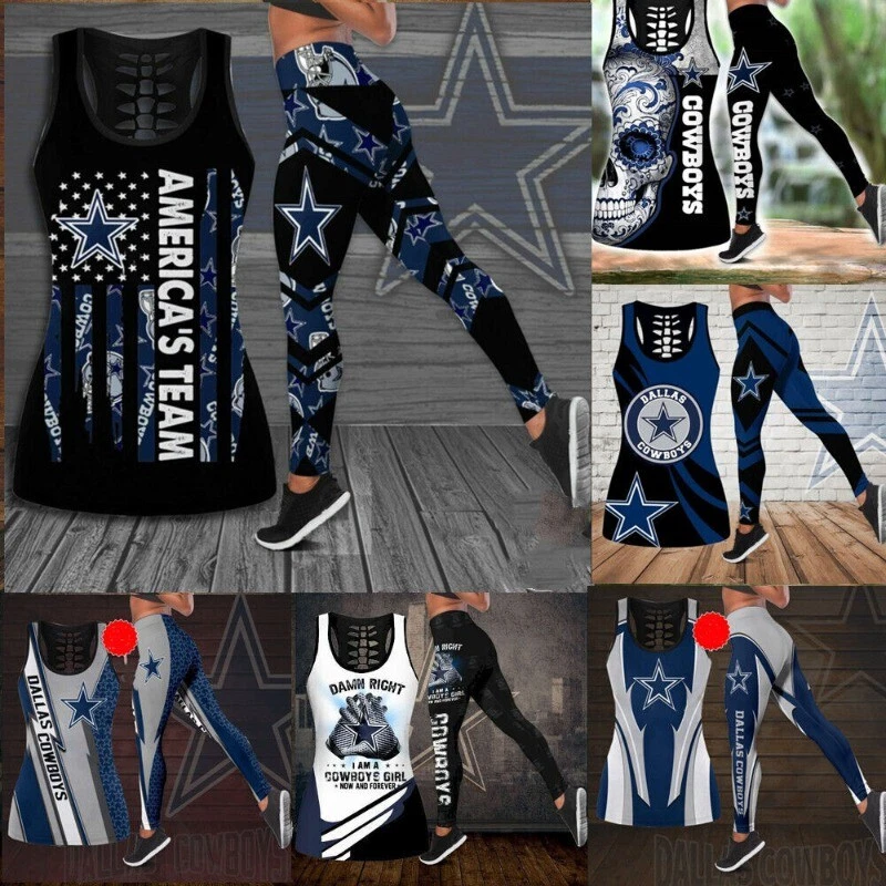 Dallas Cowboys Women's 2PCS Yoga Tracksuit Tank Tops Leggings Butt