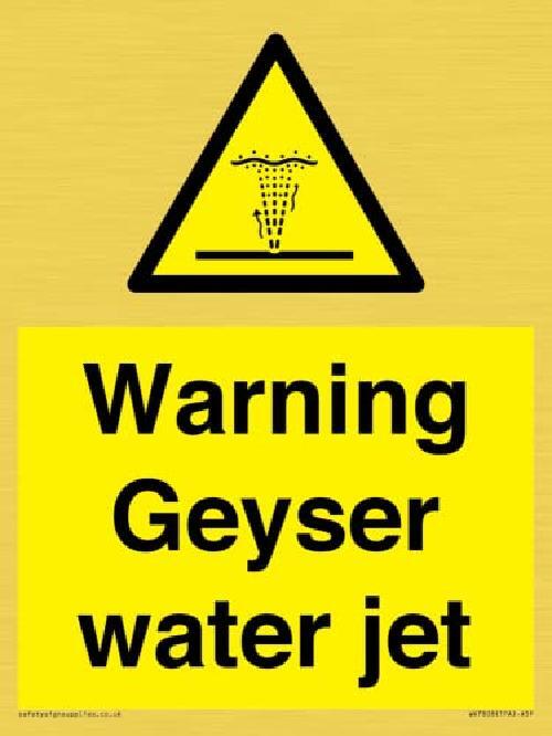 Warning Geyser - Segnale a getto d'acqua, 150 x 200 mm, A5P