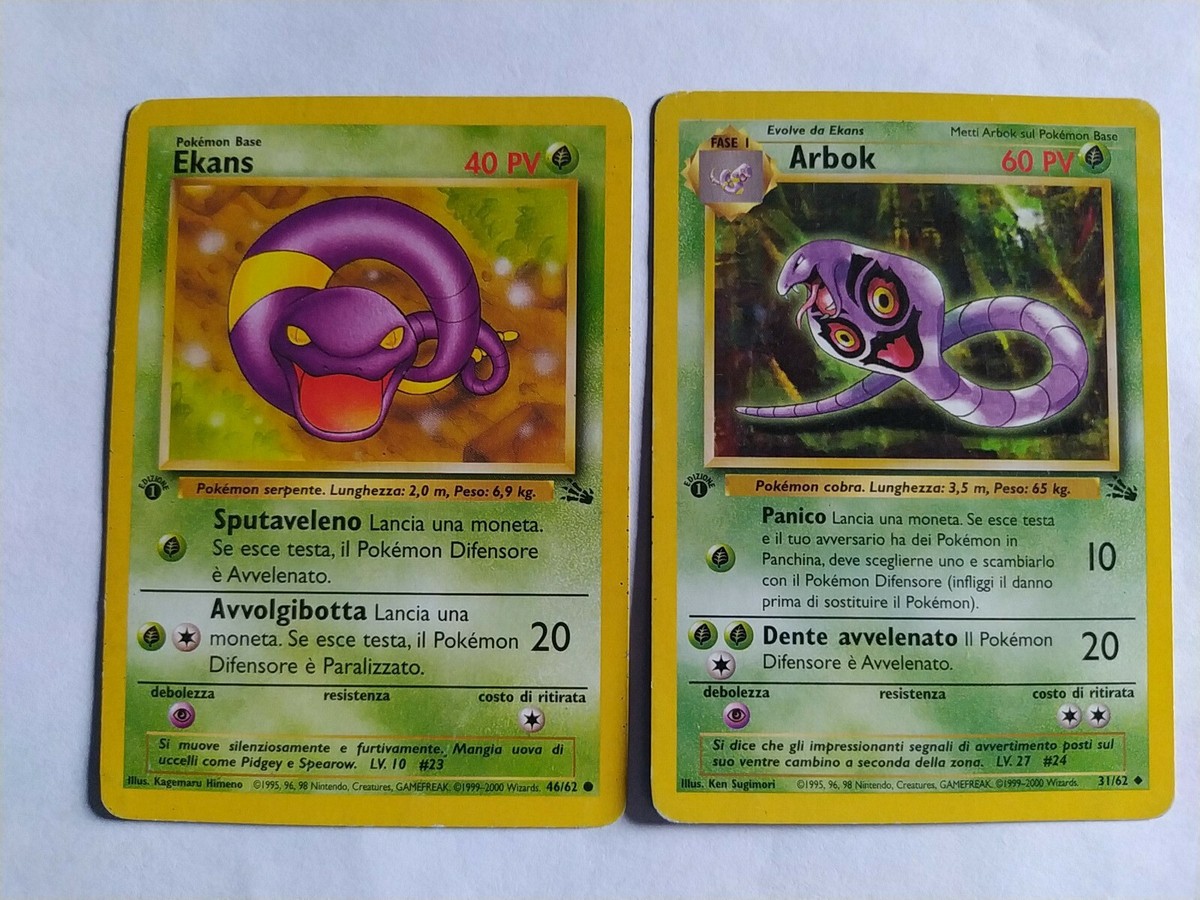 Ekans 46/62 + Arbok 31/62 First Edition Pokmon Card Italiano | eBay