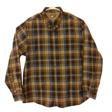 Eddie Bauer Travex shirt mens 2XL XXL blue plaid classic fit button long sleeve