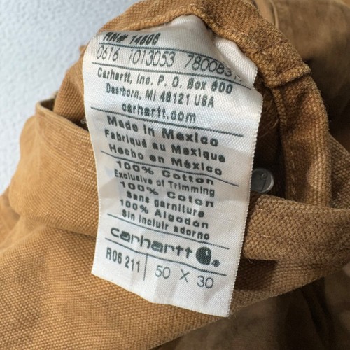 Carhartt Overalls Men 50x29 Brown Duck Bib Double Knee Canvas R06 Workwear - Picture 4 of 21