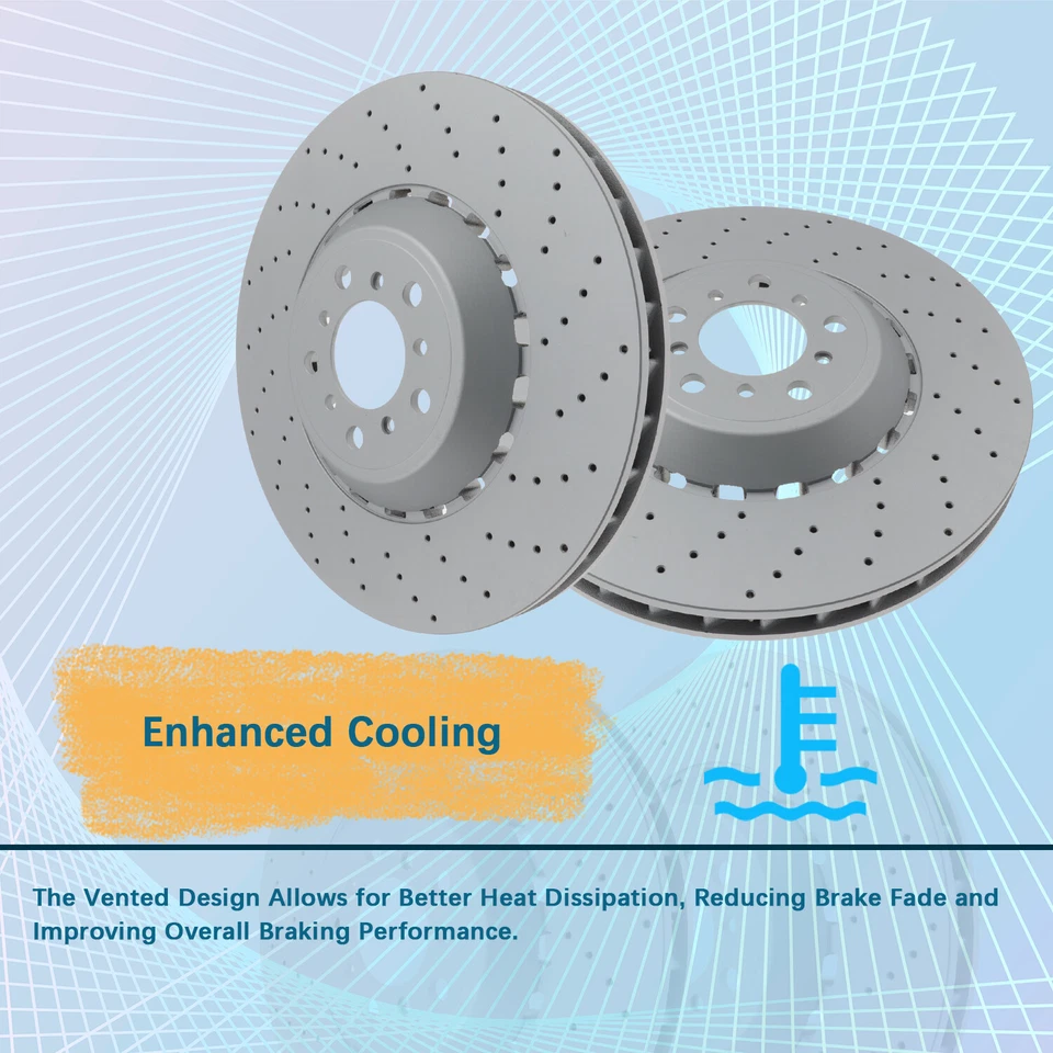 Juego de 2 rotores de freno de disco delanteros ventilados y perforados para BMW M5 M6 2013-2016 4,4 L Foto 3 de 4