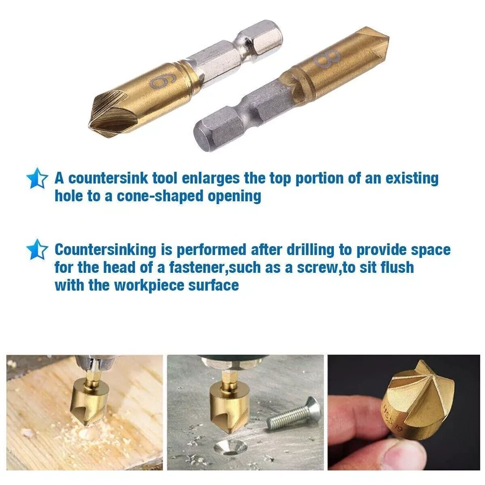Набор из 6 сверл для снятия заусенцев с фаски зенковки перекрестье набор инструментов для резки металла - Изображение 4 из 4