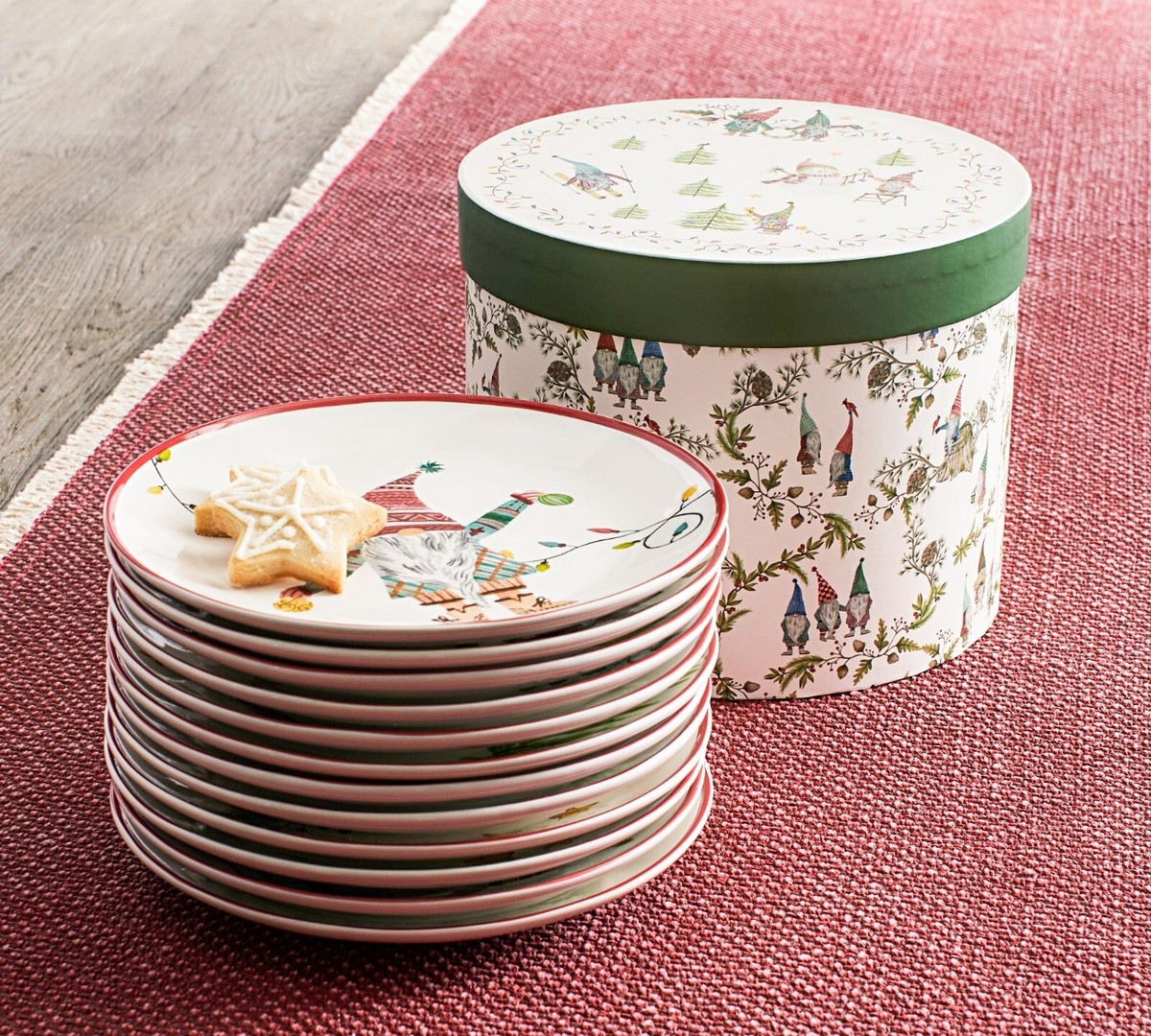 Pottery Barn Forest Gnome 12 Days of Christmas Appetizer Plates