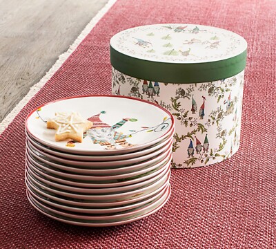 Pottery Barn Forest Gnome 12 Days of Christmas Appetizer Plates