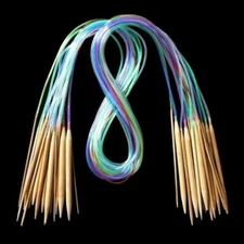 18pcs/set Bamboo Double Pointed Knitting Carbonized Circular Needles 40-120cm