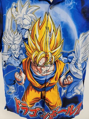 Dragon Ball Z Shirt Mens Small Blue Button Up Goku Vegeta Gohan | eBay