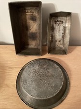 Vintage zestaw 3 talerzy do pieczenia King Pie i patelni na chleb metalowe naczynia do pieczenia # 22 bochenki patelni