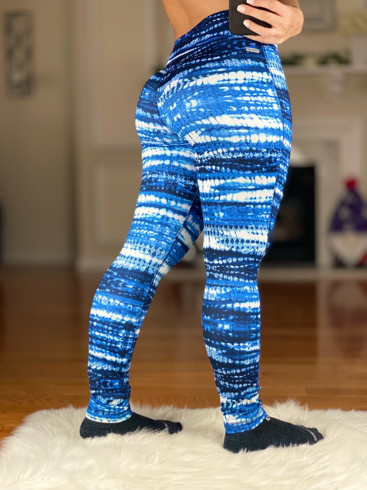 Danskin Now Womens Core Active Allover Print Leggings Blue u0026 White Women's  Small | eBay