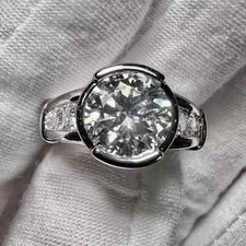 2Ct Round Cut Lab Created Diamond Engagement Ring 14K White Gold Plated