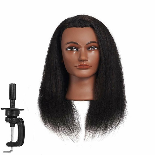 HAIRGINKGO Afro Mannequin Head 100 Real Hair Manikin Head Styling