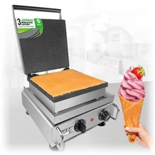 ALDKitchen Waffle Cone Maker | Square Ice Cream Waffle Iron | Nonstick | 110V
