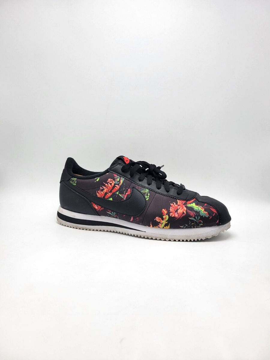 Nike Cortez Basic Floral Print Black Red Shoes Men's Size
