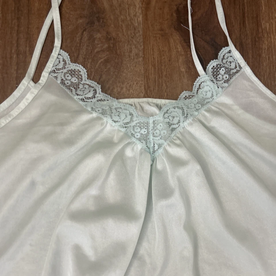 Vintage Elissia 2pc Peignoir Robe Gown Set Nylon Lace Babydoll Blue Sleepwear M - Image 4 of 4