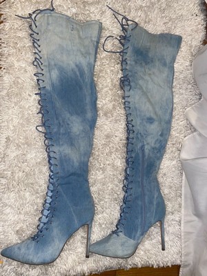 blue over the knee boot