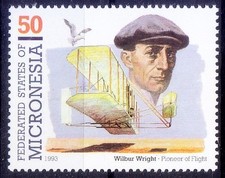 Wilbur Wright, Developed 1st Airplane, Aviation, Micronesia 1993 MNH  