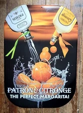 VTG PATRON & CITRONGE THE PERFECT MARGHERITA METAL SIGN BAR ADVERTISING 20"x14"