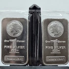 2 (Two) One Troy Ounce Fine Silver .999 Bullion Bars. Uncirculated. Made In USA