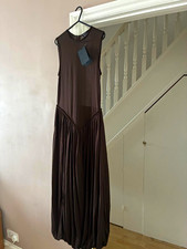 MNG Mango Dropped Waist Midi Dress Brown Size M New With Tags