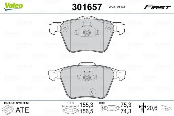 Valeo BremsbeläGe Bremsbelagsatz BremsklöTze Essential Vorne 301657-image