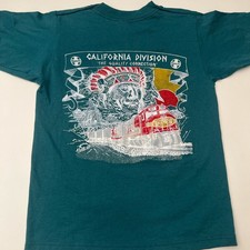 Vintage Kids T Shirt BNSF Santa Fe Railroad Green Rare Trains Boys Tee 14-16