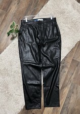 Old Navy Size 10 Black Faux Leather High-Rise OG Straight Ankle Pants