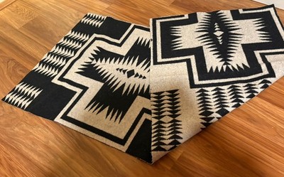 17 x 40  Pendleton Wool Genuine Fabric Black Aztec Southwest Blanket Weight NEW