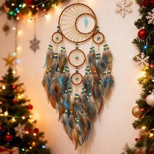 Urdeoms Large Dream Catchers for Girls Room Decor Boho Moon Turquoise