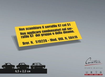 AUTOBIANCHI BIANCHINA 4 SEATER DYNAMO SERFILO STICKER, PANORAMIC and SPIDER