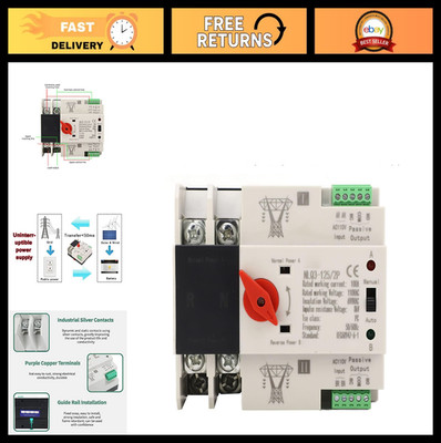 100A Automatic Transfer Switch, 110V AC Dual Power Generator Switch, 35mm Din Ra