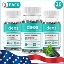 3PACK DEOS Internal Deodorant Supplement – Full Body Deodorizer - (30 Capsules)