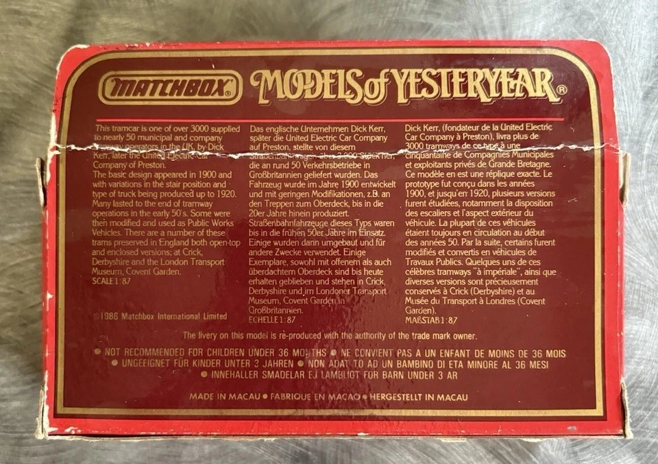 Matchbox Models Of Yesteryear Y-15 Preston Tramcar "Swan Soap" LE 1986 NIP - Image 4 of 4