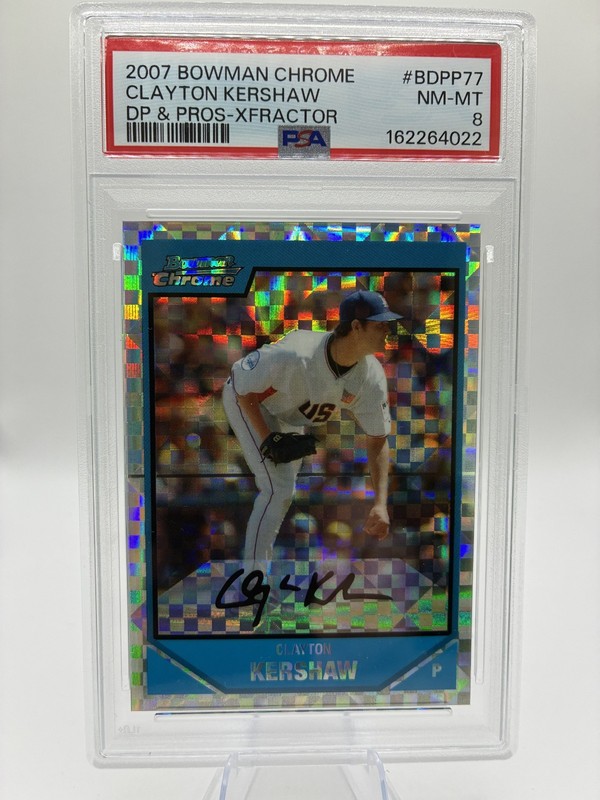 2007 Bowman Chrome DP & Prospects Clayton Kershaw -X-Fractor -BDPP77- PSA 8 (RC)