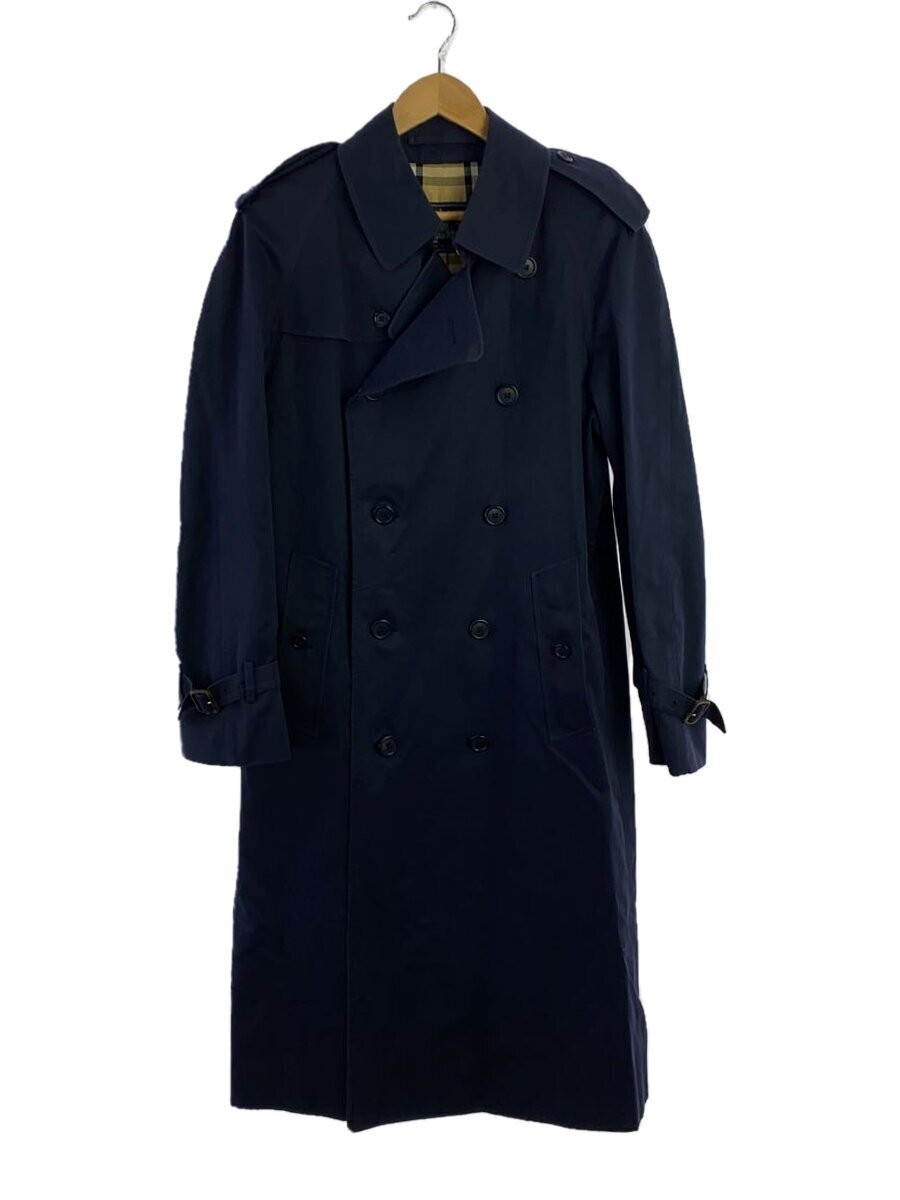 Burberry Mens Navy Cotton Trench Coat with Check Lining Size 44 Regular #EG ZIA