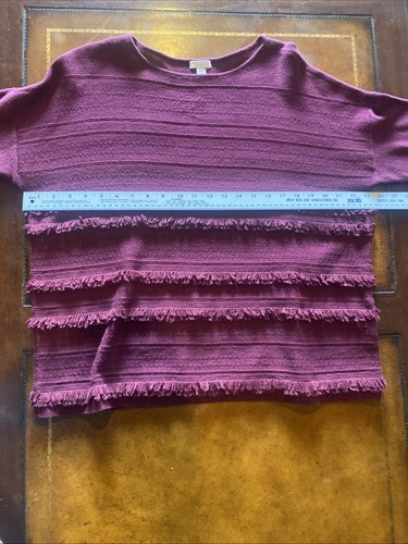 J.Jill Vintage Sweater Knit Skirt Set Womens Burgundy Cotton/Wool Blend Sz M - Picture 8 of 13