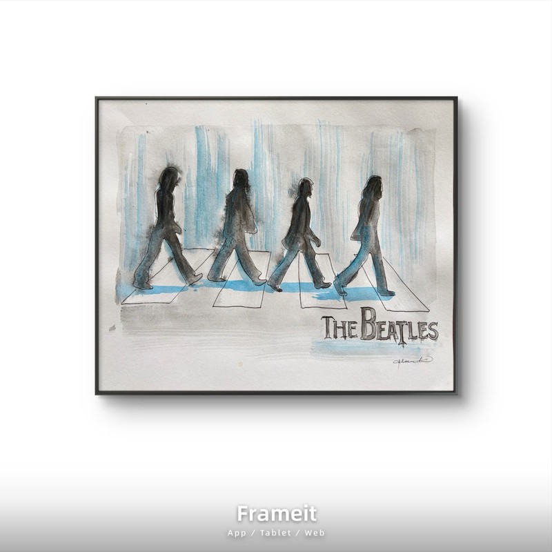Original B&W Beatles Painting By Alannah Dyer- Acrylic 8.5x11 in. Singer Band