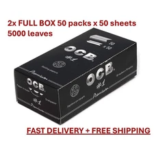 Ocb Premium Rolling Papers 2x Full Box 50 Packs Regular Small Size FREE SHIPPING