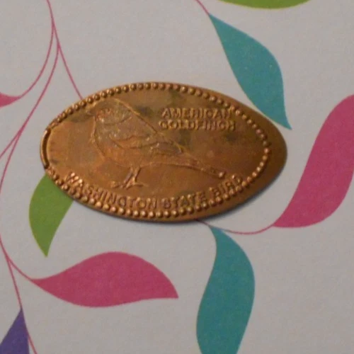 American Goldfinch elongated penny Washington USA cent State Bird copper coin