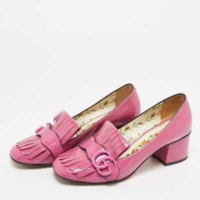 Gucci GG Marmont Size 37 Purple Patent Leather Block Heel Pumps | eBay