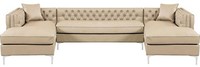 Ecksofa Beige Wohnlandschaft Couch Eckgarnitur Polster Chesterfield MöBel Design