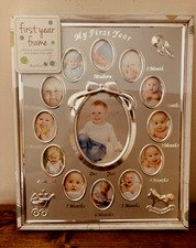 Baby's First Year Photos :  0-12 Months Silver Frame By Tiny Ideas