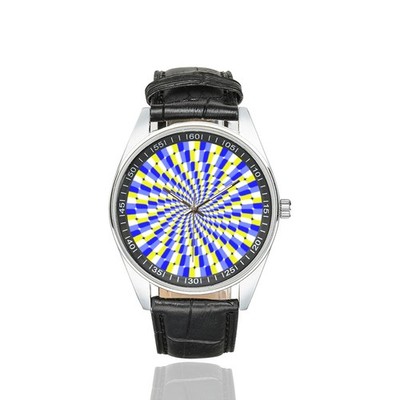 Casual Leather Strap Watch psychedelic Optical Illusion 45 Unique made ...