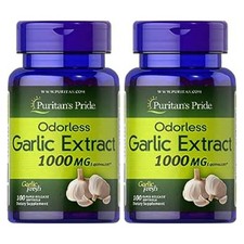 2X Puritan's Pride Odorless Garlic 1000 mg 200 Softgels Total