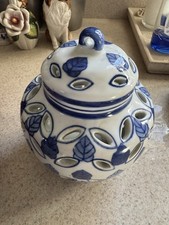 Asian Blue & White Luminary Ginger Jar Tealig...