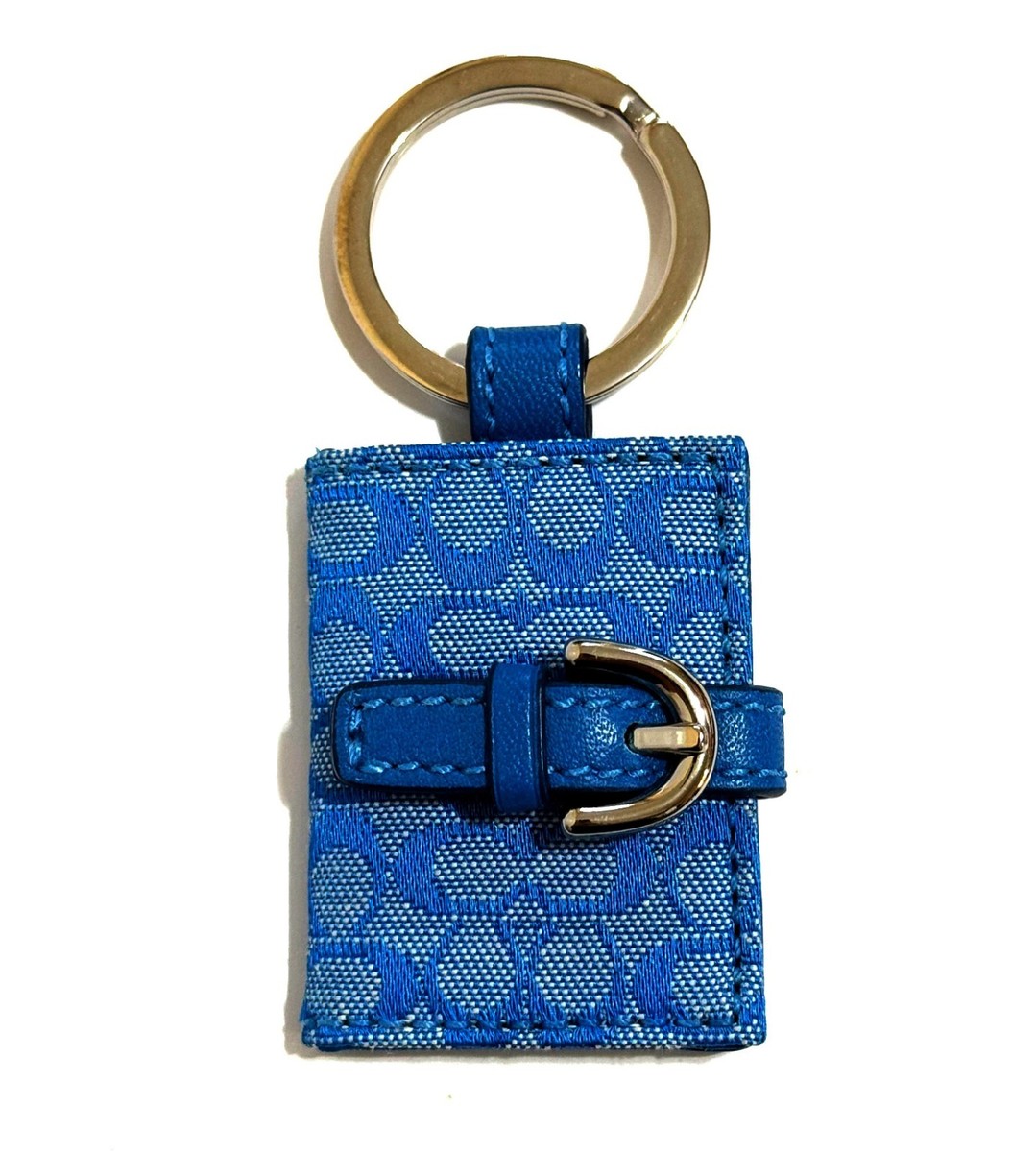 RARE Coach Vtg BLUE Signature C Picture Photo Frame Key Fob Key